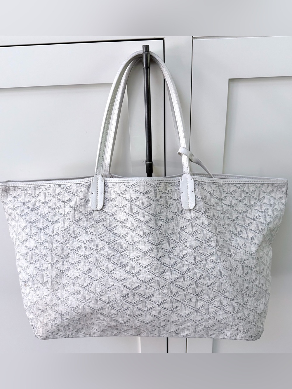 GOYARD Saint Louis PM White Grey Goyardine Tote